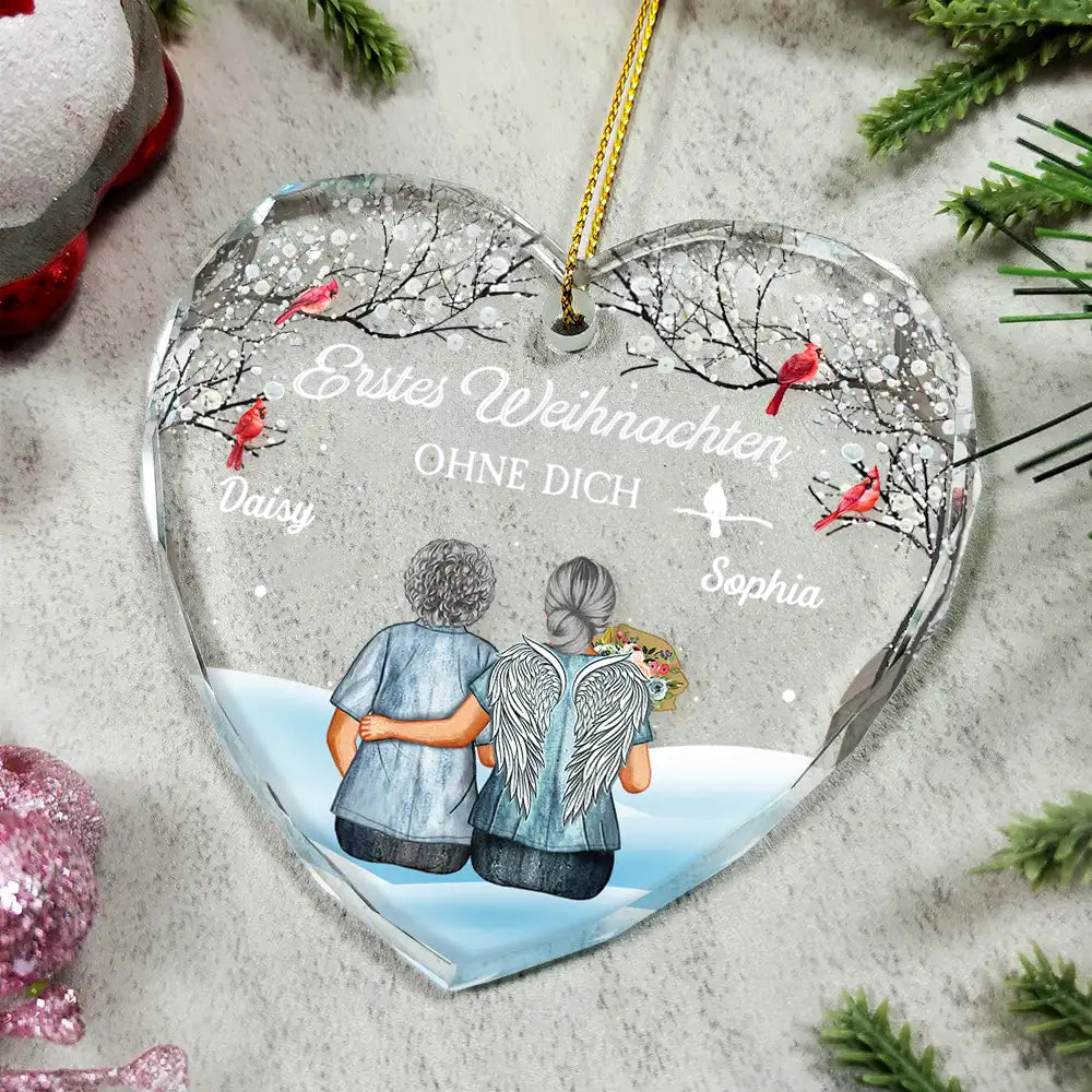 Weihnachten ohne Dich -  Glasornament Personalisierter Christbaumanhänger zur Trauer