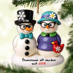 Schneemannpaar - Personalisiertes Christbaumschmuckmit Namen