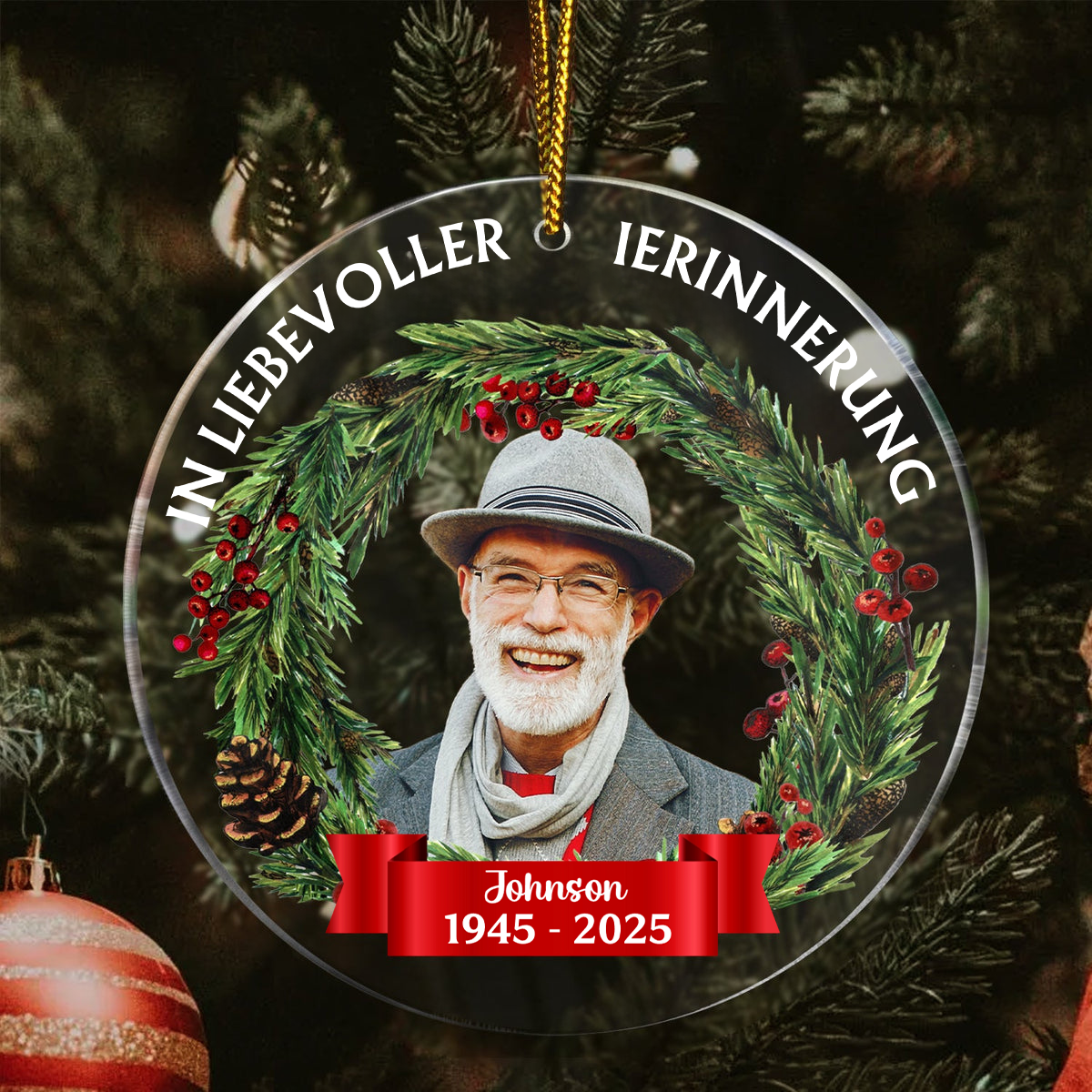 In Liebevoller Erinnerung Personalisierter Acrylanhänger mit Foto Christbaumschmuck zur Trauer