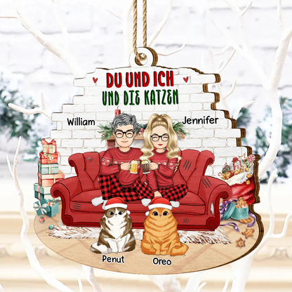 Du und Ich und die Haustiere-Personalisierter Christbaumschmuck für Paare & Tierliebhaber