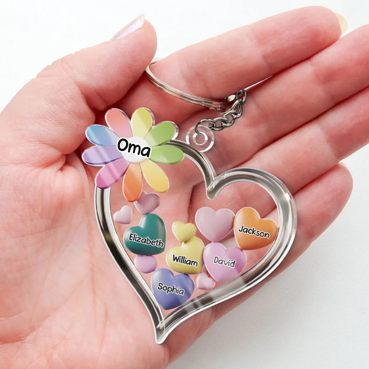 Gemeinsam in Omas Herz Acryl-Schlüsselanhänger mit Herzenmotiv Geschenk für Oma und Mama