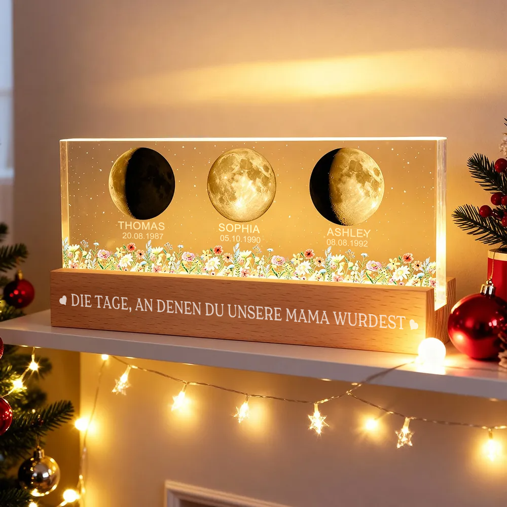 Mondphasen-Personalisierte LED Nachtlicht für Mama und Oma