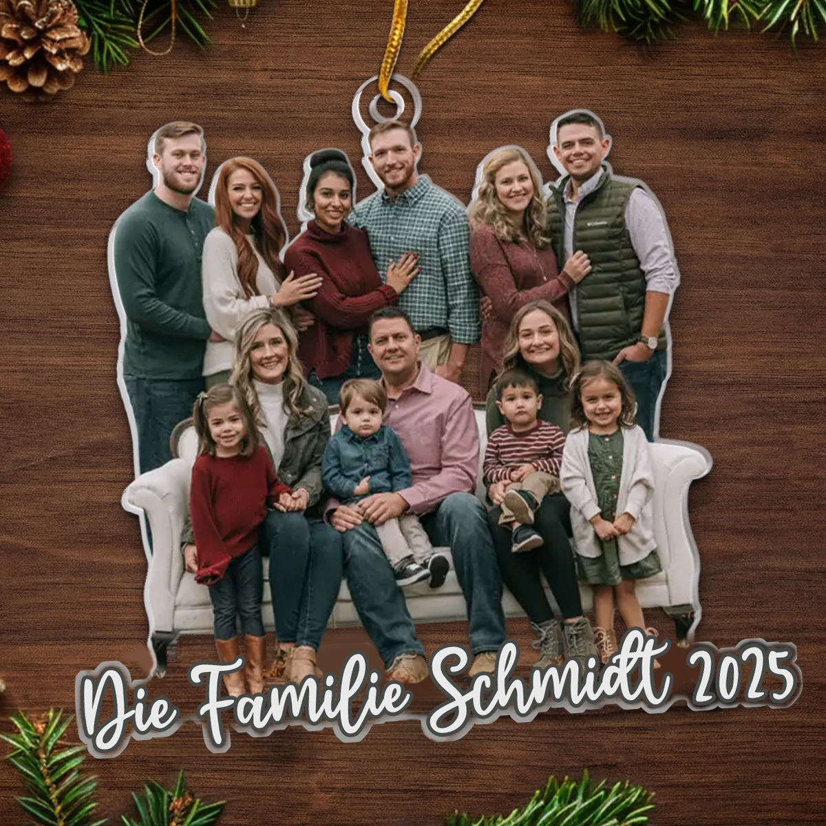Personalisierter Acrylanhänger mit Foto und Text Christbaumschmuck für Familie