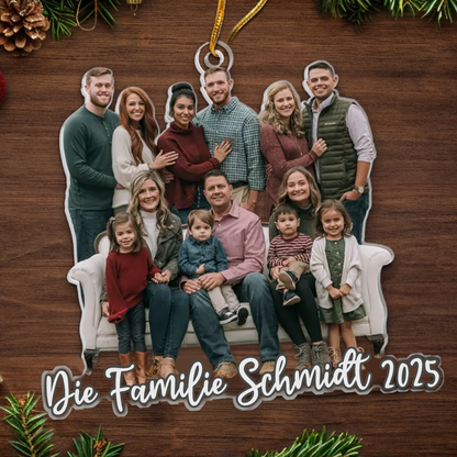 Personalisierter Acrylanhänger mit Foto und Text Christbaumschmuck für Familie