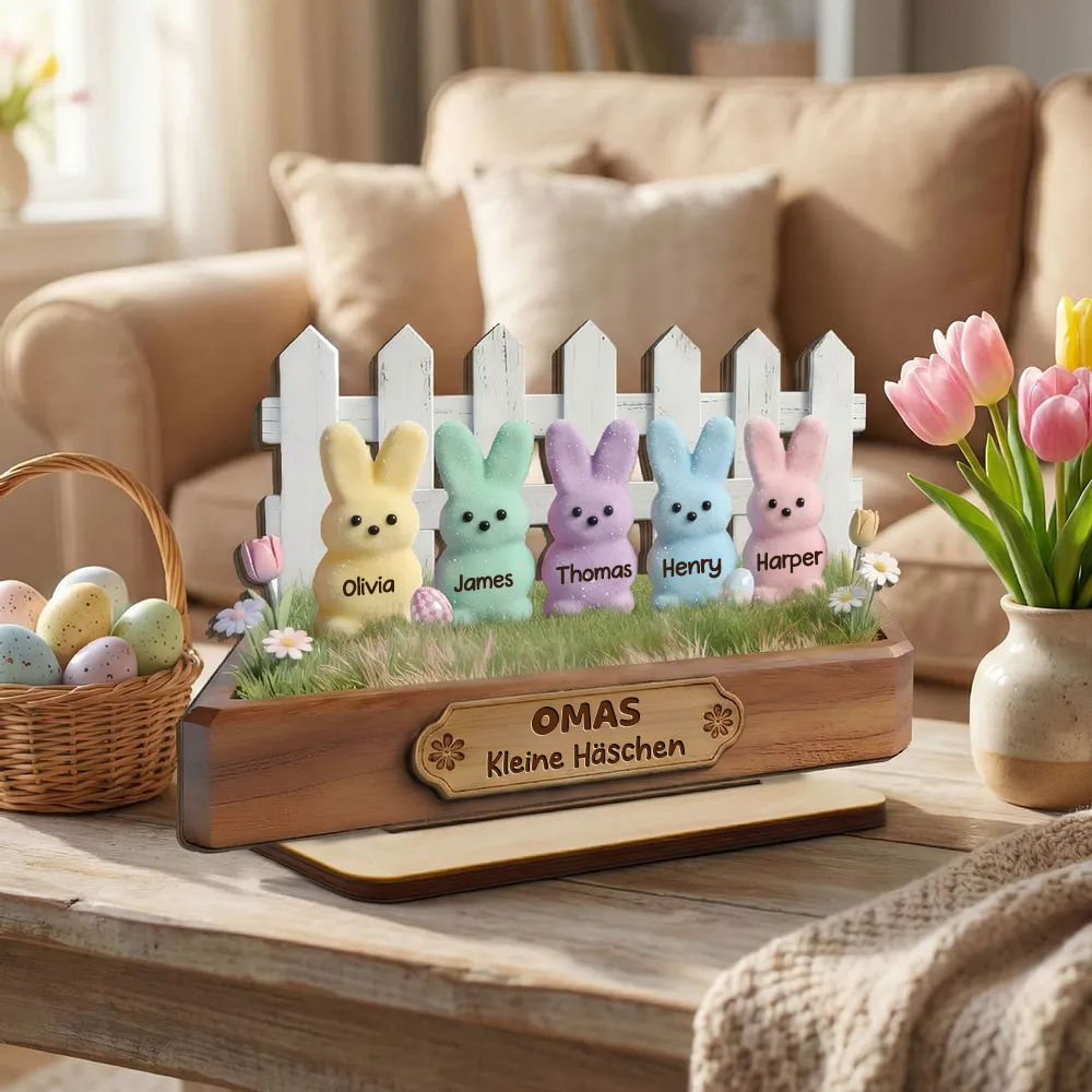 Personalisierte Holztafel mit Hasen Geschenk für Oma