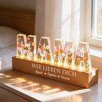 Personalisierte LED-Nachtlicht mit Geburtsblumen – für Oma und Mama