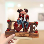 LOVE-Personalisierter Holzaufsteller mit Paar und Text Geschenke zum Jahrestag und Valentinstag