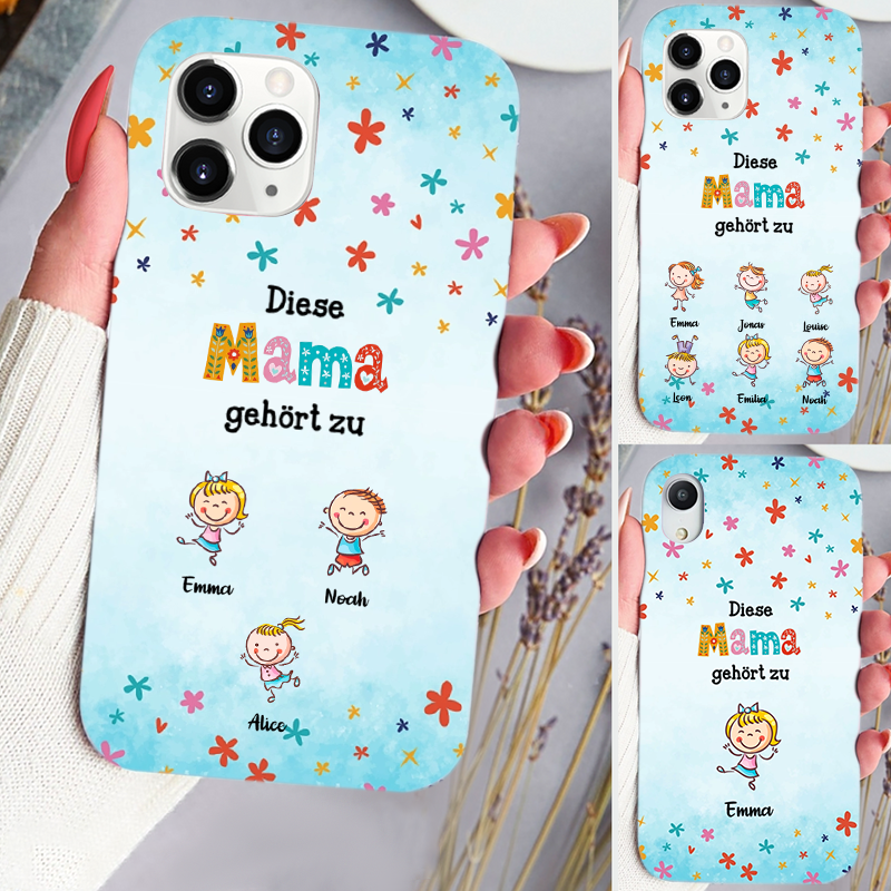 Diese...gehört zu- Blaue Silikonhandyhülle für iPhone und Samsung mit Comicfiguren Geschenk für Mama und Oma