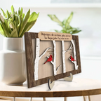 Rotkardinal - Personalisierter Holzaufsteller mit Text Trauergeschenk
