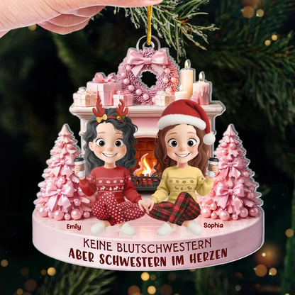 Beste Freundinnen am Kamin Personalisierter Acrylanhänger mit 2-5 Frauen Chrisbaumschmuck für Freunde