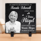 Personalisierte Schieferplatte mit Foto und Spruch zum liebevollen Gedenken Trauergeschenk