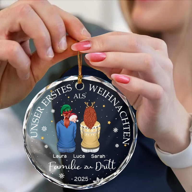 Unser Erstes Weihnachten als Familie zu...Personalisierter Christbaumschmuck mit 2 Frauen/Männer und Baby
