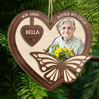 Personalisierter Holz-Weihnachtsanhänger mit Foto – Trauergeschenk mit Schmetterlingsmotiv
