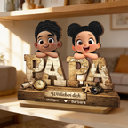 PAPA Personalisierter Holzaufsteller mit Kinder Geschenk für Vater