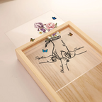 Holzrahmen-Lichtbox mit Geburtsblumen und Händen Geschenk für Mama und Oma