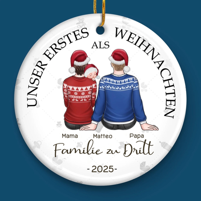 Personalisierter Keramik-Anhänger „Unser erstes Weihnachten zu dritt“