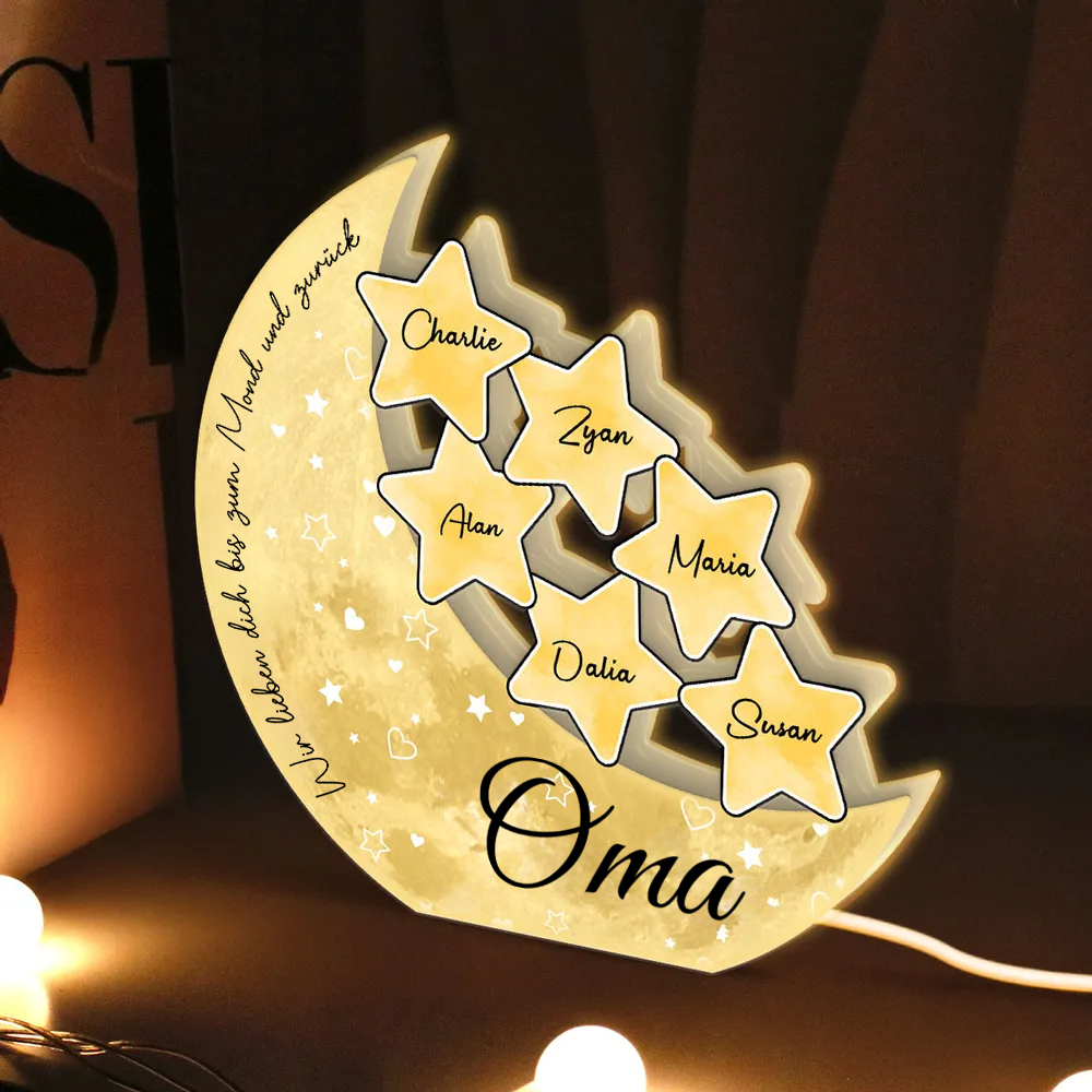 Personalisierte Mond-Lichtbox mit Namen Geschenk für Mama und Oma