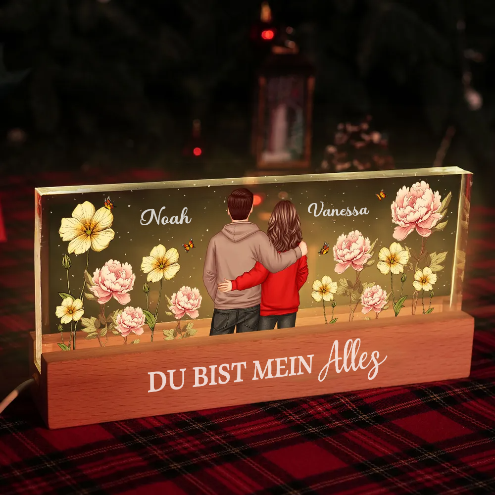Mann & Frau Personalisiertes LED-Nachtlicht mit Geburtsblumen Geschenk für Paare