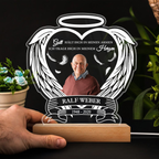 Personalisiertes LED-Nachtlicht mit Foto & Spruch – Engelsflügel-Motiv zur Erinnerung