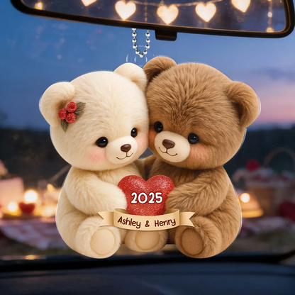 Teddybär-Paar Personalisierter Acrylanhänger mit Namen