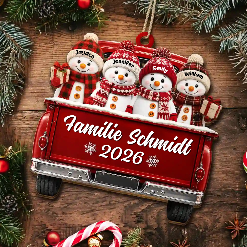 Personalisierter Holz-Weihnachtsanhänger – Schneemann-Motiv mit Namen & Text