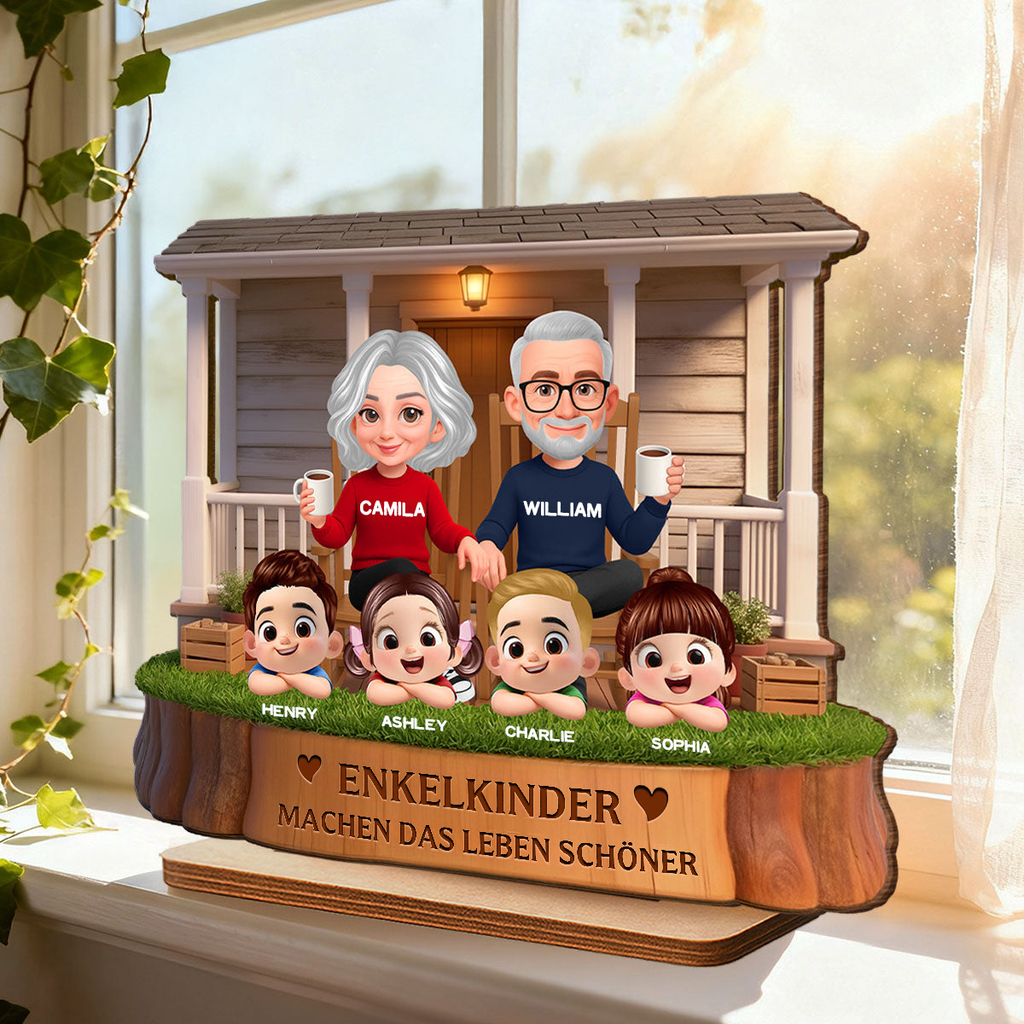 Personalisierter Holzaufsteller – Großeltern oder Eltern mit Kindern