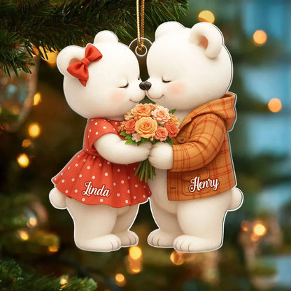 Eisbärenpaar-Personalisierter Acrylanhänger mit Namen Geschenk für Paar