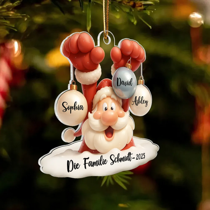 Personalisierter Acrylanhänger mit Weihnachtsmann und Ballons Christbaumschmuck mit 1-9 Namen