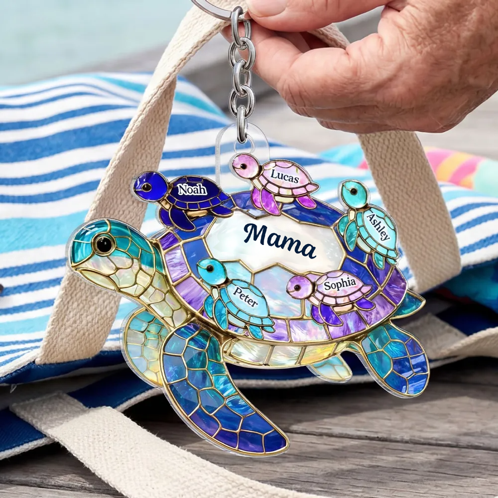 Meeresschildkröten - Acrylschlüsselanhänger mit Namen Geschenk für Oma und Mama