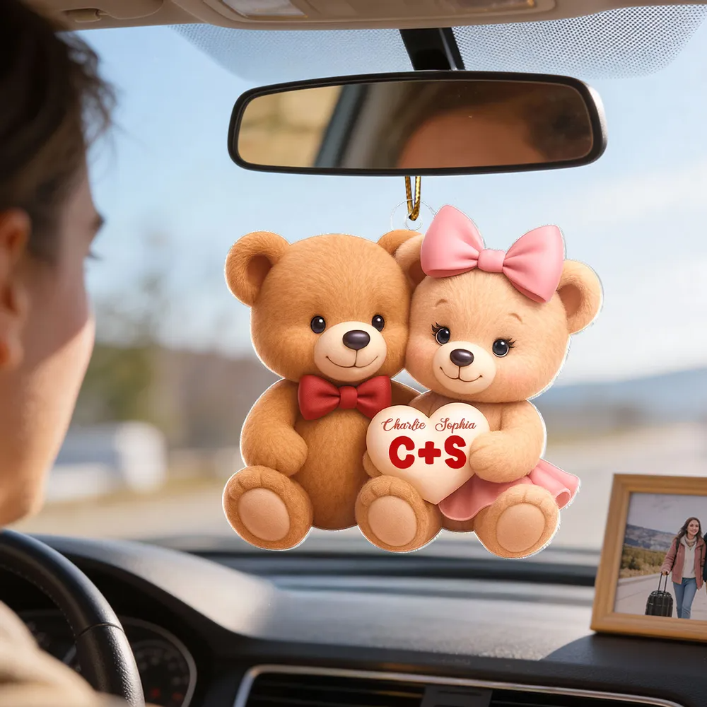 Bärenpaar mit Namen Personalisierter Acrylanhänger für Paar