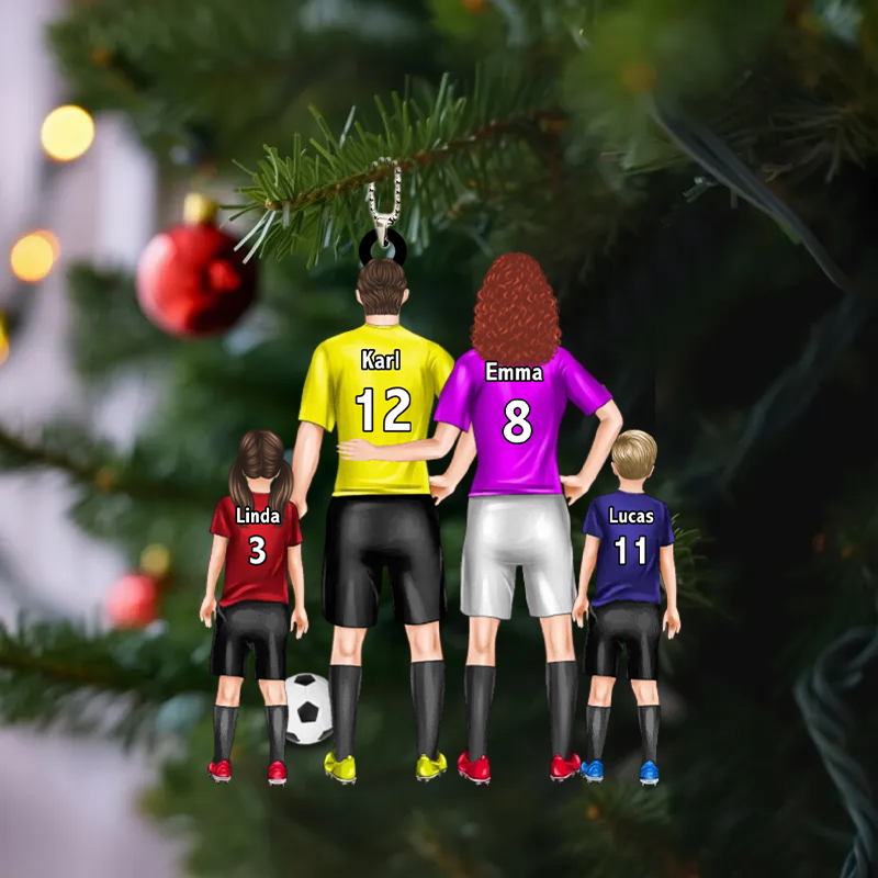 Fußballfamilie - Personalisierter Acrylanhänger mit Eltern und Kinder