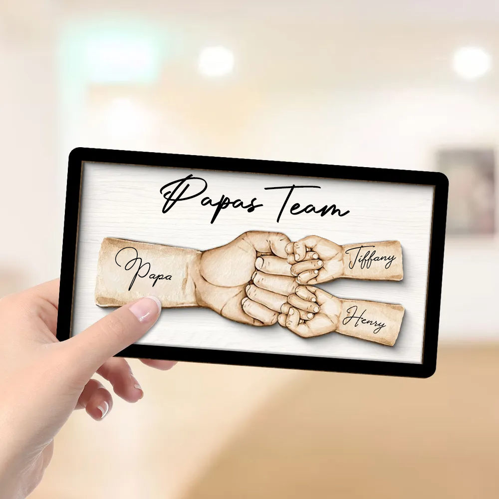 Personalisierte Holzplakette mit Fausstoß Geschenk für Vater