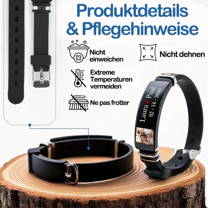 Edelstahl Armband mit Foto und Namen Geschenk für Paare