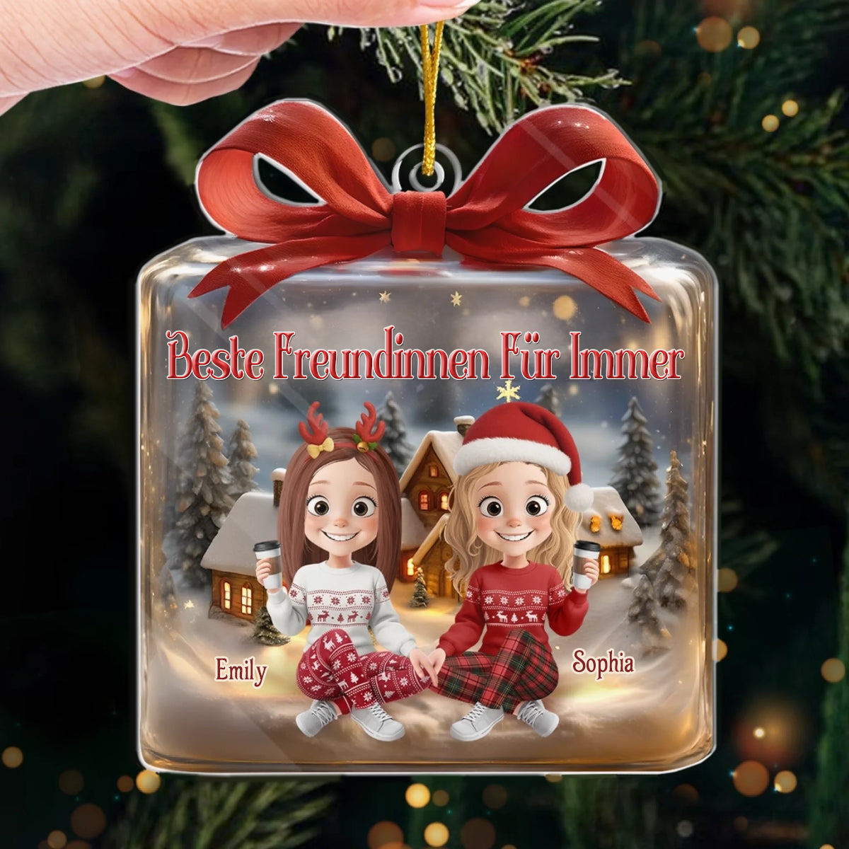 Personalisierter Weihnachtsanhänger aus Acryl Geschenk für beste Freundin und Schwester