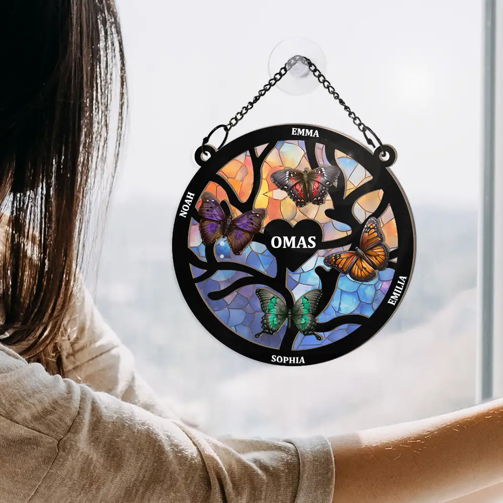 Schmetterlinge-Personlisierter Sonnenfänger mit Namen Geschenk für Oma, Mama und Familie