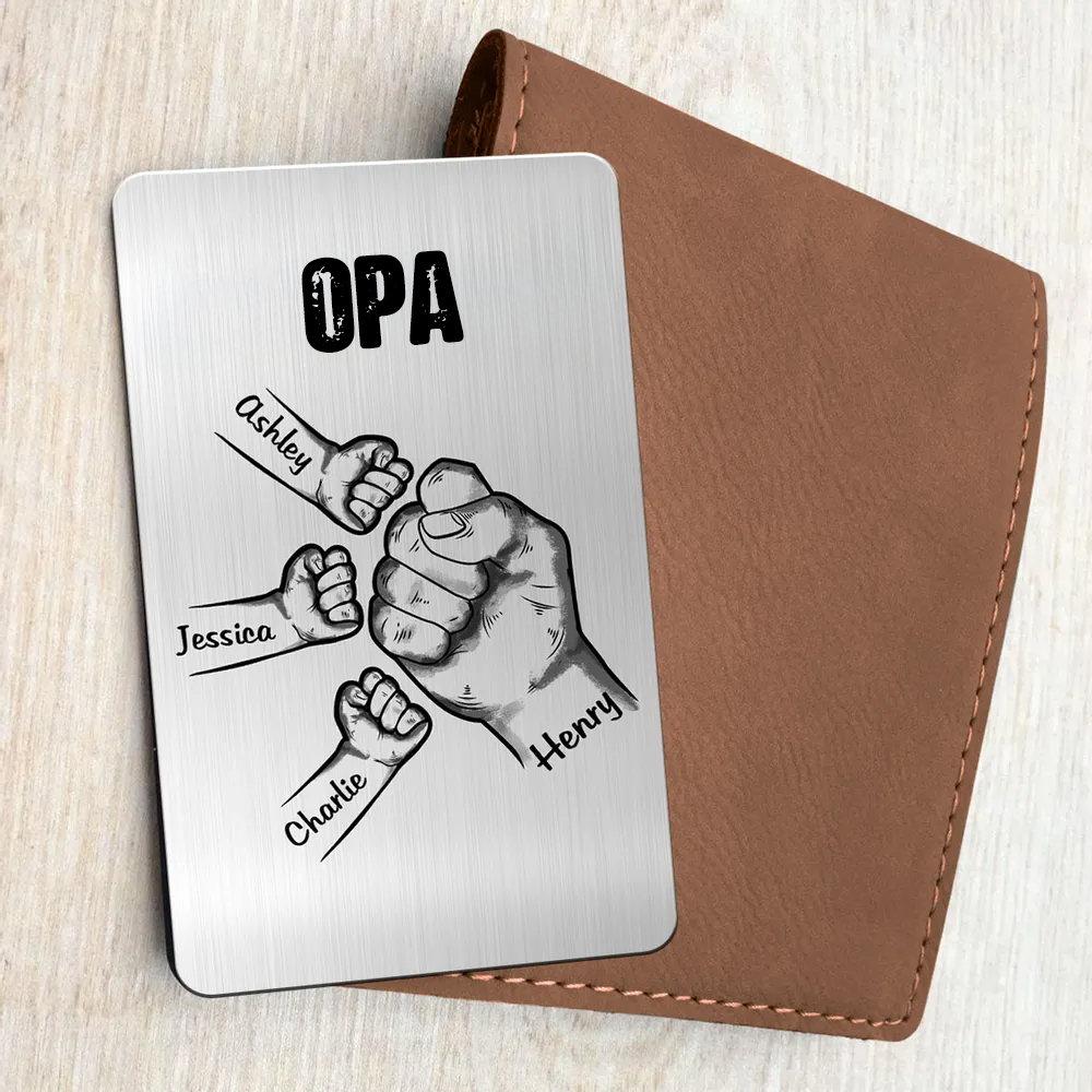Fausstoß Wallet Card Personalisierte Brieftasche-Karte mit Namen und Text Geschenk für Papa und Opa
