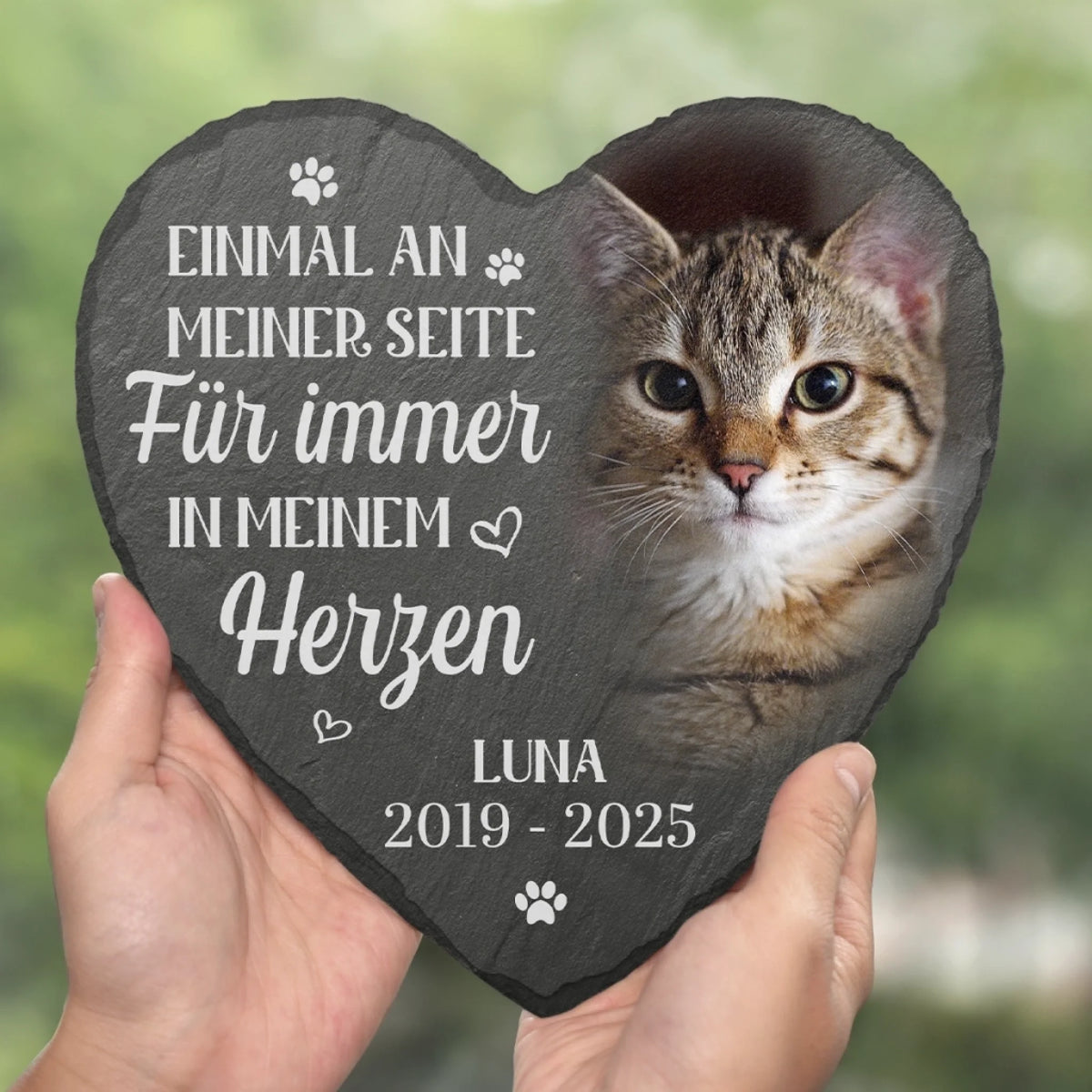 Personalisierte Schieferplatte mit Foto Trauergeschenk für Haustiere