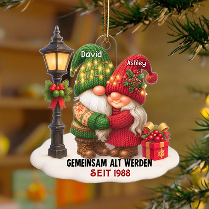 Gemeinsam alt werden-Personlisierter Acrylanhänger mit Zwergenpaar Christbaumschmuck für Paar