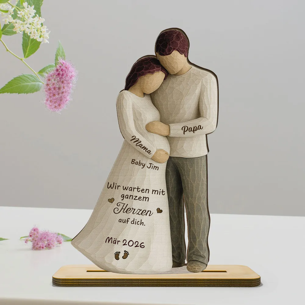 Baby unterwegs-Personalisierter Holzaufsteller mit Namen Geschenk für werdende Mutter
