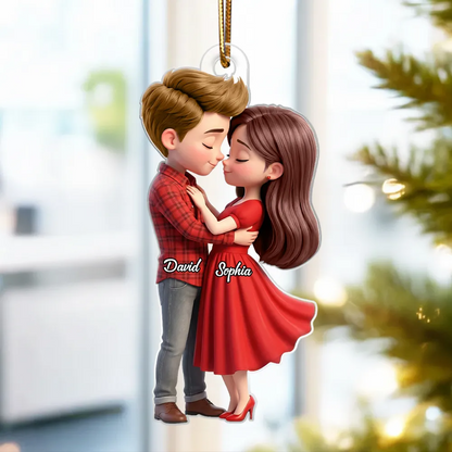 Paar in Rot-Personalisierter Acrylanhänger mit Namen Geschenk für Paar