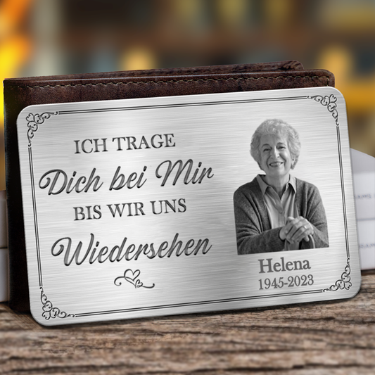 Personalisierte Brieftasche-Karte mit Foto zur Trauer
