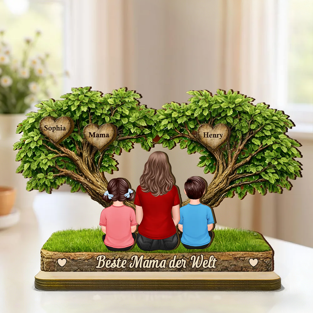 Mama und Kinder-Personalisierter Holzaufsteller mit Figuren Geschenk für Mama und Oma