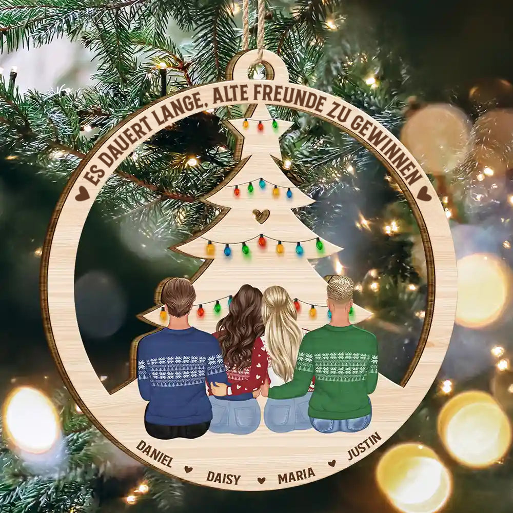 Personalsierter Holzanhänger mit 2-6 Personen Christbaumschmuck Geschenk für Freunde