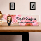 Personalisiertes Acryl-Namensschild mit Blumenmotiv Geschenk für Kollegin