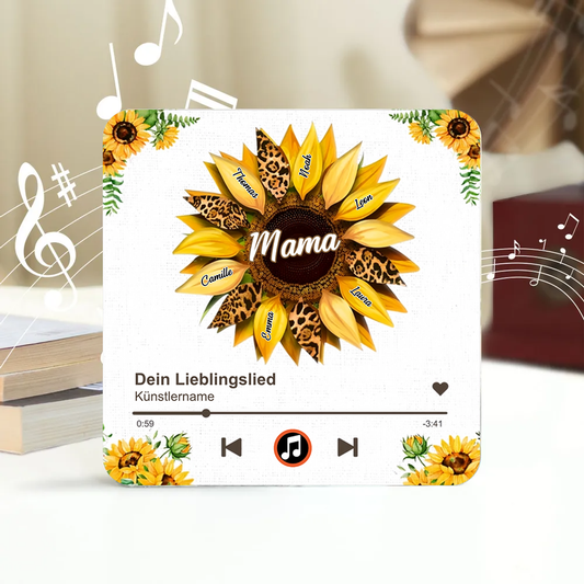 Sonnenblumen- Acryl-Kühlschrankmagnet mit Musik