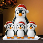 Personalisierte LED-Lichtbox für Oma & Opa – Pinguin-Motiv mit Namen