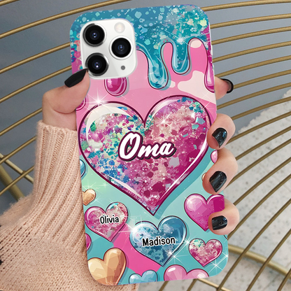 Silikonhandyhülle für iPhone und Samsung mit Herzen und Namen Geschenk für Mama und Oma