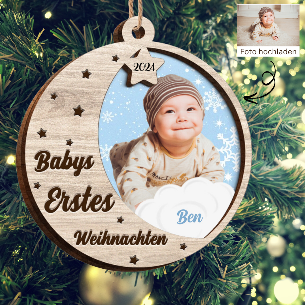 Weihnachtsschmuck aus Holz-Baby Weihnachtsanhänger mit Foto