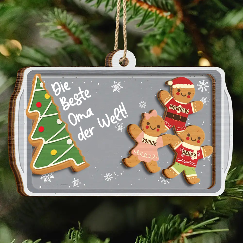 Personalisierter Holz-Weihnachtsanhänger für Oma – Lebkuchenmann-Motiv