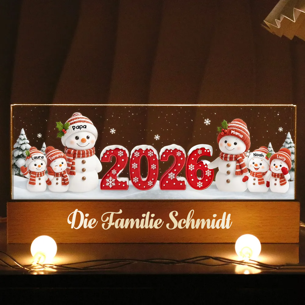 2025 Schneemanfamilie-Personalisiertes LED-Nachtlicht Weihnachtsgeschenk für Familie